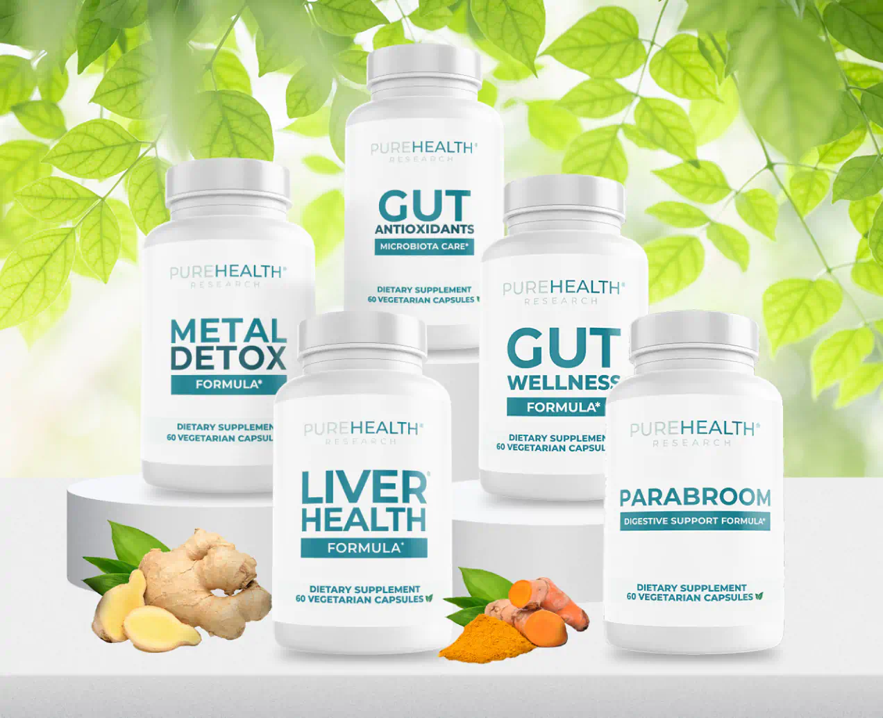 A collection of PureHealth Research supplements, promoting the best supplements for cleanse and detox.