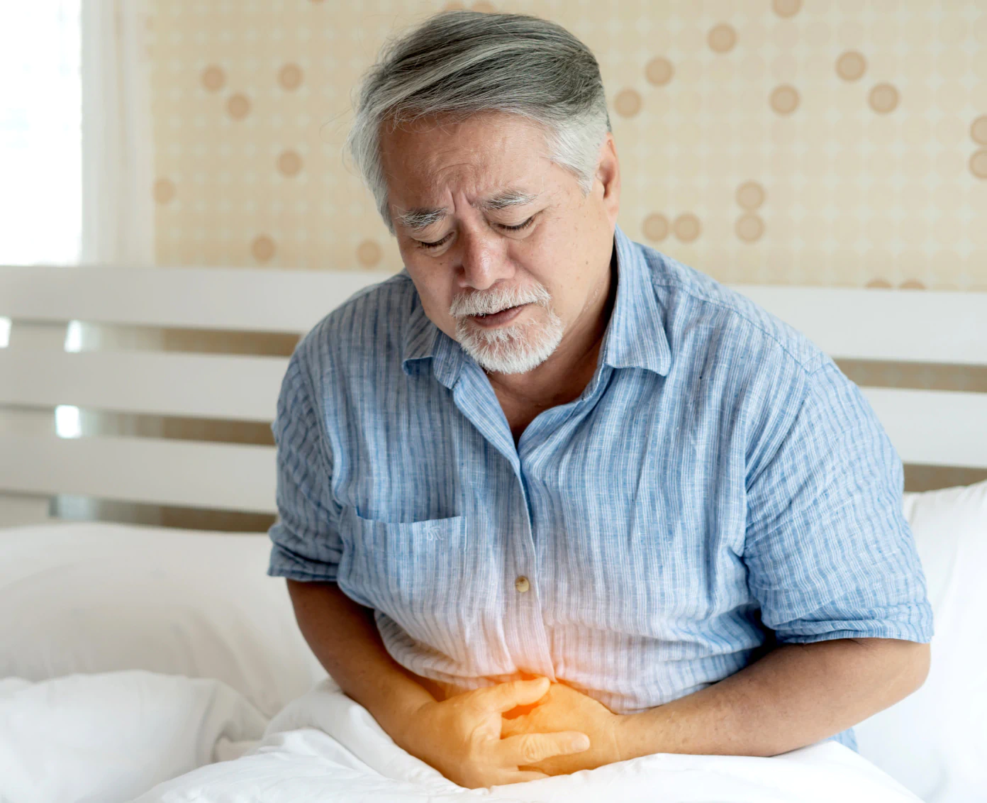 man with painful stomach