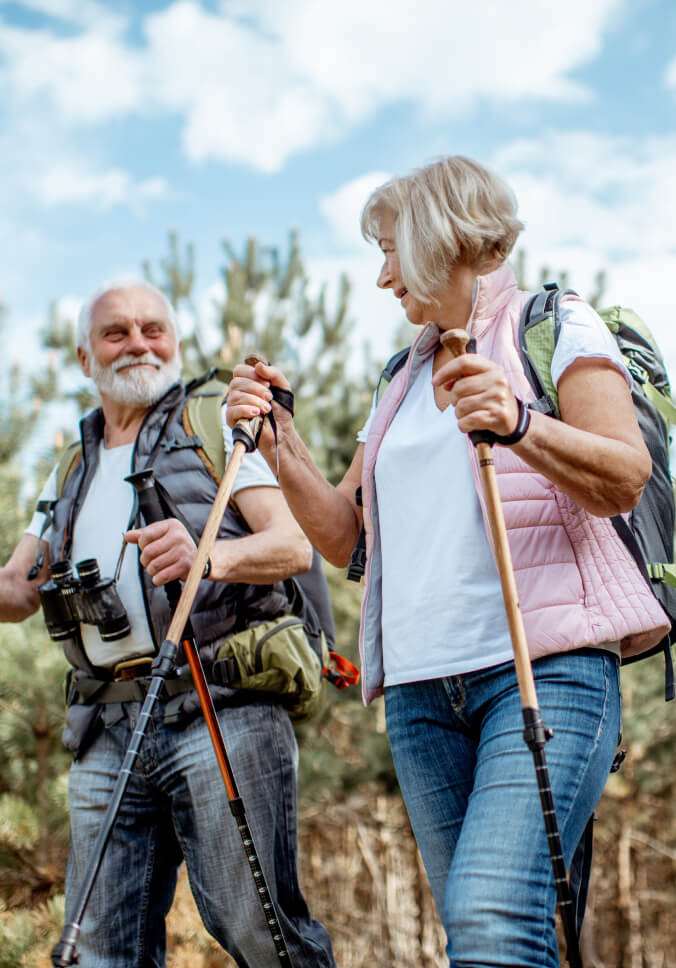 Senior couple walking