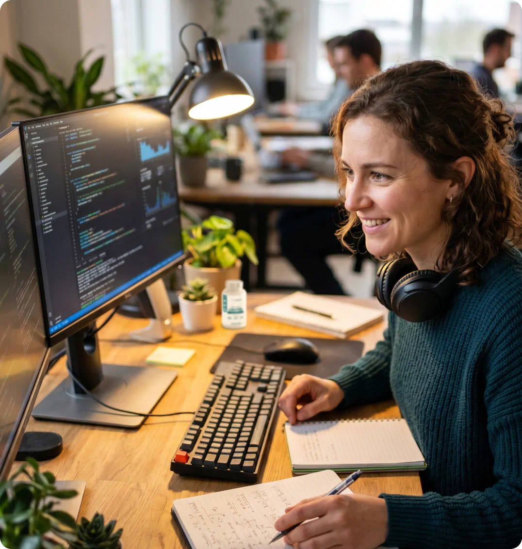 Woman working on PC