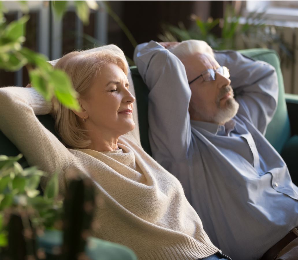 Senior couple meditating