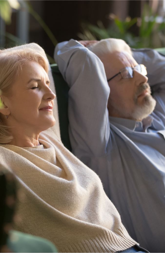 Senior couple meditating