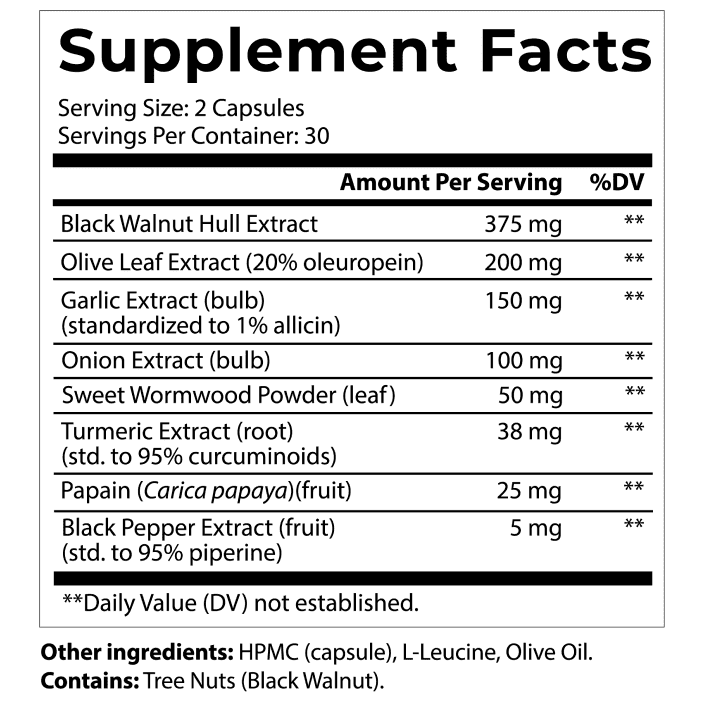 Parabroom supplement facts